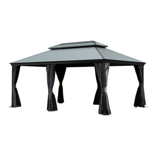 Aluminum Hardtop Gazebo, Double Roof Design, Weather-Resistant Curtains, Ideal for Patio & Garden