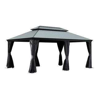 Aluminum Hardtop Gazebo, Double Roof Design, Weather-Resistant Curtains, Ideal for Patio & Garden
