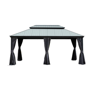 Aluminum Hardtop Gazebo, Double Roof Design, Weather-Resistant Curtains, Ideal for Patio & Garden