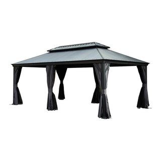 Aluminum Hardtop Gazebo, Double Roof Design, Weather-Resistant Curtains, Ideal for Patio & Garden