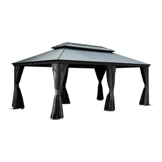 Aluminum Hardtop Gazebo, Double Roof Design, Weather-Resistant Curtains, Ideal for Patio & Garden