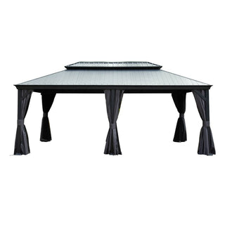 Aluminum Hardtop Gazebo, Double Roof Design, Weather-Resistant Curtains, Ideal for Patio & Garden