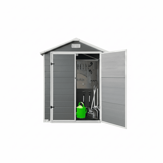 6x6 / 6x4 FT Resin Outdoor Storage Shed with Floor, Lockable Door, Weatherproof Plastic Garden Shed for Backyard & Lawn