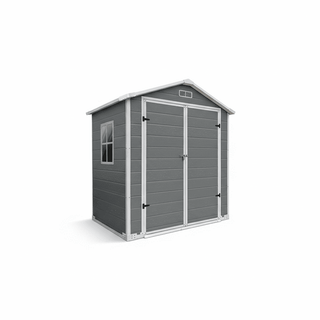 6x6 / 6x4 FT Resin Outdoor Storage Shed with Floor, Lockable Door, Weatherproof Plastic Garden Shed for Backyard & Lawn
