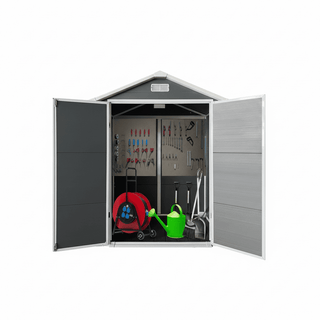 6x6 / 6x4 FT Resin Outdoor Storage Shed with Floor, Lockable Door, Weatherproof Plastic Garden Shed for Backyard & Lawn