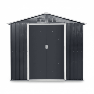 7x4.3 FT Metal Garden Shed with Window, Outdoor Storage Shed in Coal Grey, Heavy-Duty Weatherproof Steel Tool House for Backyard, Patio & Lawn