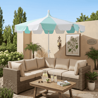 10FT Pagoda Patio Umbrella with Crank Lift & Tilt – Adjustable Outdoor Market Umbrella in Mint Green, Navy Blue & Black