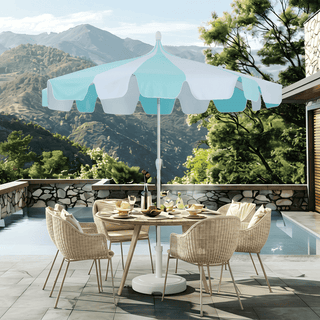 10FT Pagoda Patio Umbrella with Crank Lift & Tilt – Adjustable Outdoor Market Umbrella in Mint Green, Navy Blue & Black