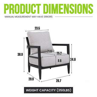 Modern Outdoor Lounge Chair – Fully Welded Aluminum Frame with Sunbrella Cast Silver Cushion, Charcoal Finish