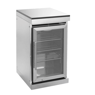 Outdoor Kitchen Island with 120,000 BTU Double Grill, Pizza Oven, Fridge, Rotisserie & Granite Countertops