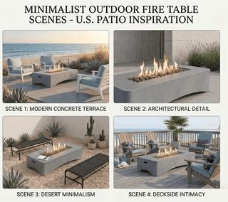 56-Inch Propane Fire Pit Table, 50,000 BTU Concrete Gas Fire Pit for Patio, Backyard & Deck with Lava Rocks & Cover