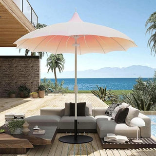 9FT Outdoor Gazebo Style Patio Umbrella With Lighting Function, Petal-Shaped Canopy, 360-Degree Rotation, And Tilt Adjustment