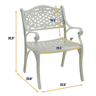 Set of 2 Vintage Cast Aluminum Outdoor Dining Chairs in Antique Bronze – Ergonomic Patio Chairs, Rust-Resistant, Weather-Resistant