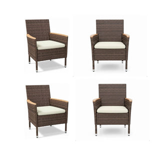 4-Piece All-Weather Brown Rattan Patio Dining Chair