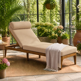 Outdoor Wood Chaise Lounge Chair, Adjustable Patio Recliner with Multi-Position Backrest, Sun Lounger for Poolside, Deck & Garden