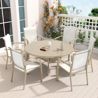 7-Piece Outdoor Dining Set with 6 Stackable Metal Chairs & 52.95" Round Metal Table