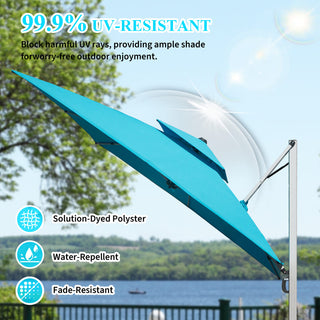 Aluminum Cantilever Patio Umbrella with Tilt Function – Outdoor Offset Market Umbrella for Backyard, Deck & Pool (Base Not Included)