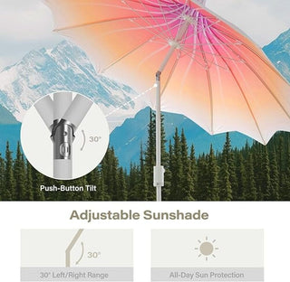 9FT Outdoor Gazebo Style Patio Umbrella With Lighting Function, Petal-Shaped Canopy, 360-Degree Rotation, And Tilt Adjustment