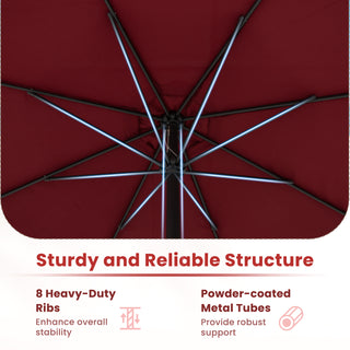 12 FT Patio Umbrella with Crank Handle & 8 Sturdy Ribs – Durable Outdoor Market Umbrella for Patio, Garden & Backyard