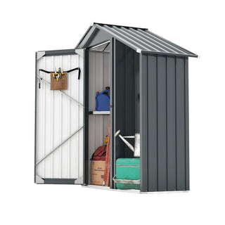 Small Metal Garden Storage Shed, Waterproof Galvanized Steel Tool Shed with Lockable Door