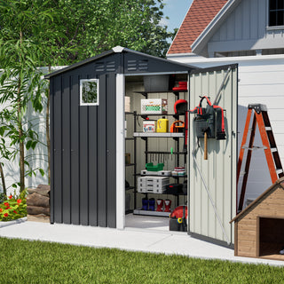 6FT x 4FT Metal Outdoor Storage Shed, Steel Garden Tool Shed for Backyard, Patio & Lawn Storage