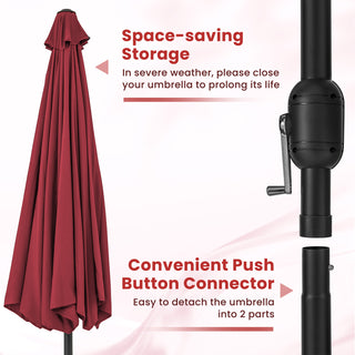 12 FT Patio Umbrella with Crank Handle & 8 Sturdy Ribs – Durable Outdoor Market Umbrella for Patio, Garden & Backyard