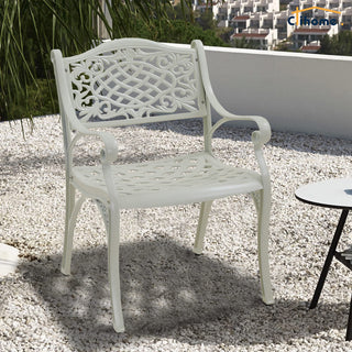 Set of 2 Vintage Cast Aluminum Outdoor Dining Chairs in Antique Bronze – Ergonomic Patio Chairs, Rust-Resistant, Weather-Resistant
