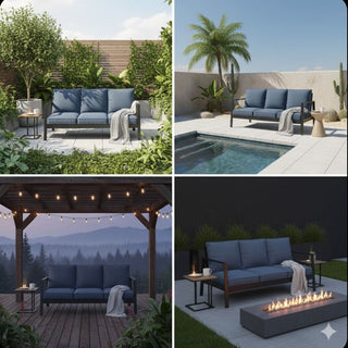 75" All-Weather Aluminum 3-seat Patio Sofa with Thick Cushions & Frame