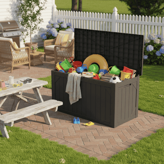 100 Gal. Outdoor Storage Box Black/Brown/Gray Resin Deck Box