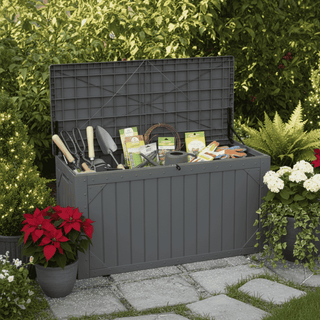 100 Gal. Outdoor Storage Box Black/Brown/Gray Resin Deck Box