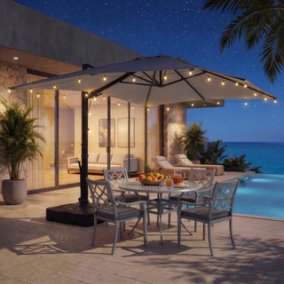 10x13FT Aluminum Cantilever Patio Umbrella with 1100LBS Wheeled Base, 360° Rotation & Stepless Tilt, UV50+ Waterproof Canopy