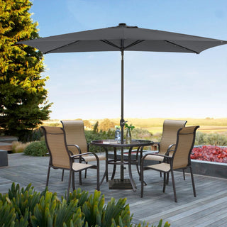 10Ft Outdoor Rectangular Umbrella with 26 Solar-Powered LED Lights, Crank and Tilt
