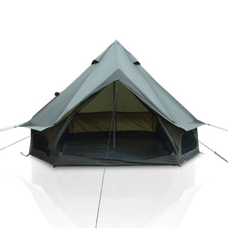 9.8FT 4-Season Bell Tent, Waterproof Glamping Yurt Tent with Stove Jack, Green/Beige Canvas Family Camping Tent for 4 Persons Outdoor Camping & Parties