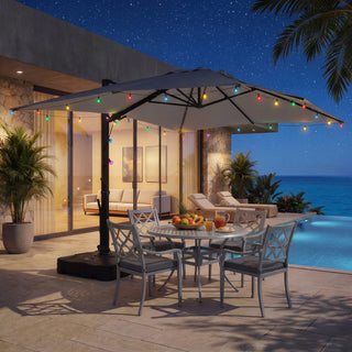 10x13FT Aluminum Cantilever Patio Umbrella with 1100LBS Wheeled Base, 360° Rotation & Stepless Tilt, UV50+ Waterproof Canopy