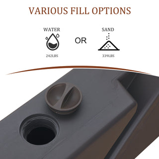 4 in Cantilever Umbrella Base PE Square Market Patio Umbrella Base Outdoor Stand in Black