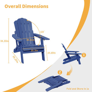 Folding Plastic Adirondack Chair Multi Colors Blue Black Gray Weather Resistant Outdoor Patio Lawn Chair