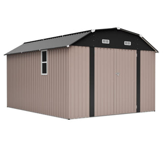 10' x 12' Heavy-Duty Metal Outdoor Storage Shed with Floor Frame Kit, Weather-Resistant Tool Shed for Backyard & Garden