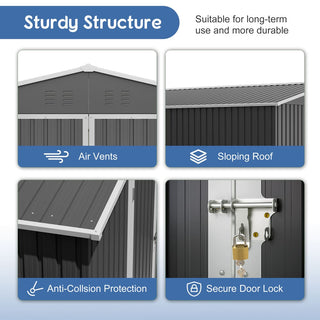 10 x 10 FT Heavy-Duty Outdoor Metal Storage Shed, Large Garden Tool Shed with Updated Reinforced Frame & Lockable Double Doors for Backyard