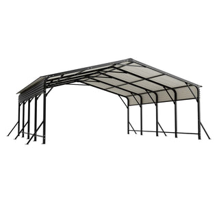 20' x 20' Heavy-Duty Galvanized Steel Carport Canopy with Triangle Reinforced Frame, UV-Proof Waterproof Shelter for Car, SUV, Boat & Tractor