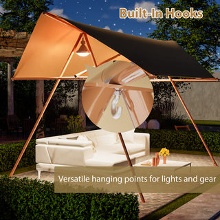 Hexagonal Shade Sail Canopy, 206" x 118" UV Protection UPF50+ Waterproof Patio Sun Shade with Rust-Resistant Poles & Built-in Hooks for Backyard Garden