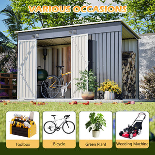10X4 FT Metal Outdoor Storage Shed – Garden Tool Storage Shed with Lockable Door and Floor Frame