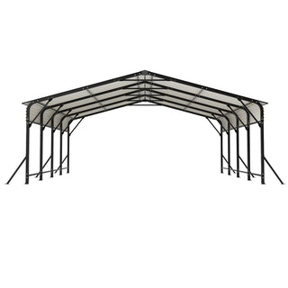 20' x 20' Heavy-Duty Galvanized Steel Carport Canopy with Triangle Reinforced Frame, UV-Proof Waterproof Shelter for Car, SUV, Boat & Tractor