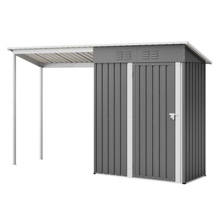 Durable 5x3FT Galvanized Steel Shed & Gazebo Combo, Easy Assembly Lean-To Storage with Open Pergola