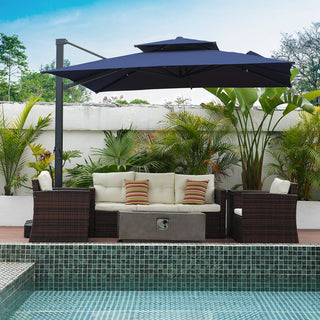 10FT Aluminum Cantilever Patio Umbrella with Removable LED Light Strips for Outdoor Shade