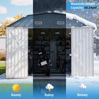 10' x 12' Heavy-Duty Metal Outdoor Storage Shed with Floor Frame Kit, Weather-Resistant Tool Shed for Backyard & Garden
