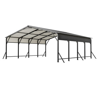 20' x 20' Heavy-Duty Galvanized Steel Carport Canopy with Triangle Reinforced Frame, UV-Proof Waterproof Shelter for Car, SUV, Boat & Tractor