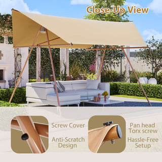 Hexagonal Shade Sail Canopy, 206" x 118" UV Protection UPF50+ Waterproof Patio Sun Shade with Rust-Resistant Poles & Built-in Hooks for Backyard Garden