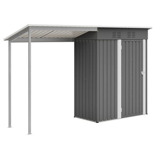 Durable 5x3FT Galvanized Steel Shed & Gazebo Combo, Easy Assembly Lean-To Storage with Open Pergola