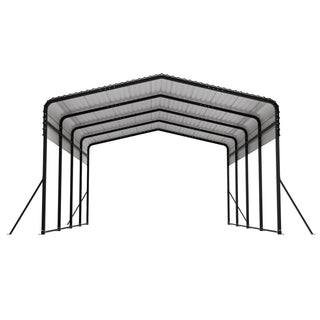13 x 20 FT Heavy Duty Metal Carport with Reinforced Triangle Frame & 4 Poles, Galvanized Steel Roof All-Weather Outdoor Car Shelter for Vehicle Protection