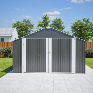 12x20 FT Heavy-Duty Metal Outdoor Storage Shed, Spacious 1810 CUFT Capacity with Double Doors, All-Weather Garage for Vehicle, Equipment & Tool Storage